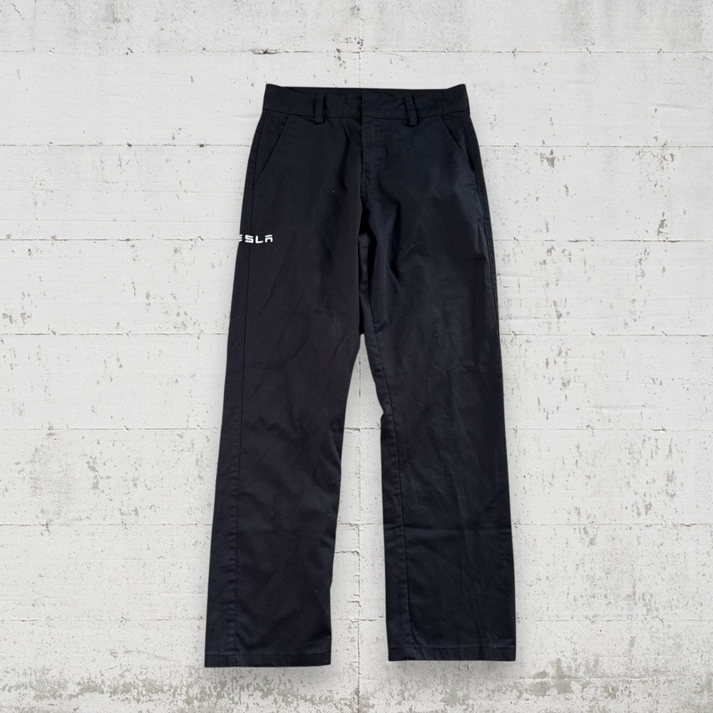 Tesla Work Pants Black Flat Front Men's Sz 30x29 Uniform Cotton Polyester
